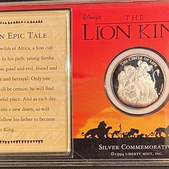 Vintage Disney Lion King 1994 Commemorative 999 Sterling Silver coin - Picture 3 of 6